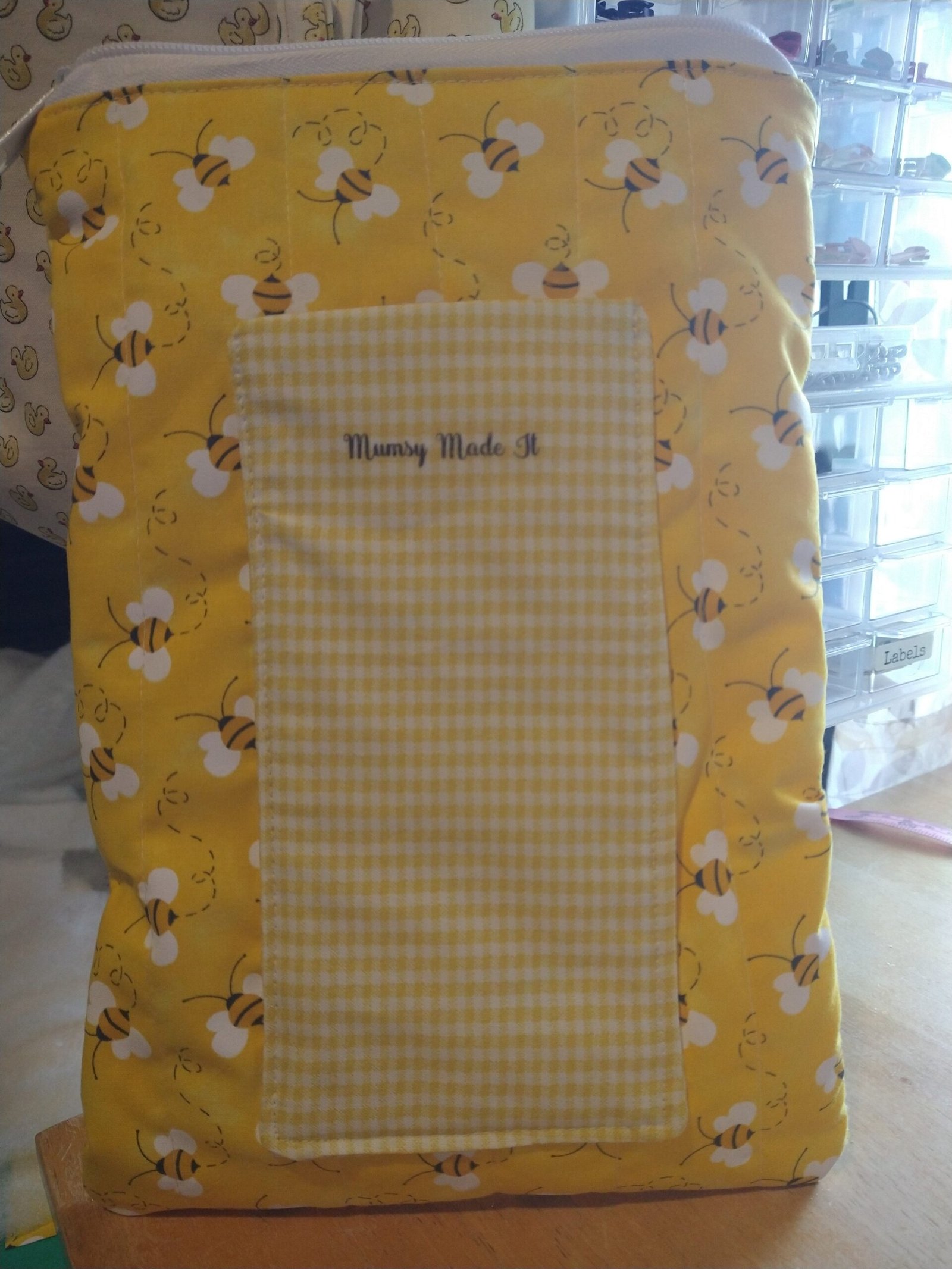 Handmade Quilted iPad & Tablet Case – Bee Print Zip Sleeve 8x12